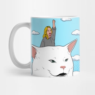 Neverending Meme Woman Yelling at Cat Dinner Table Salad Mug